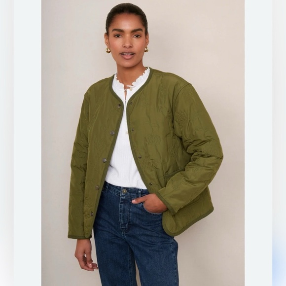 Zara Green Quilted Jacket with sherpa lining TRENDING Size XS - Picture 2 of 4